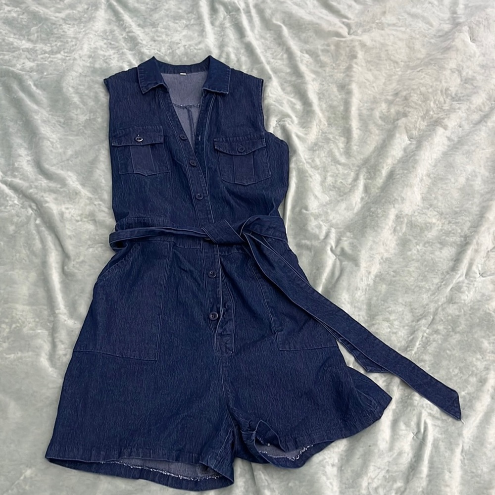 Stretch Denim Romper - Picture 2 of 4
